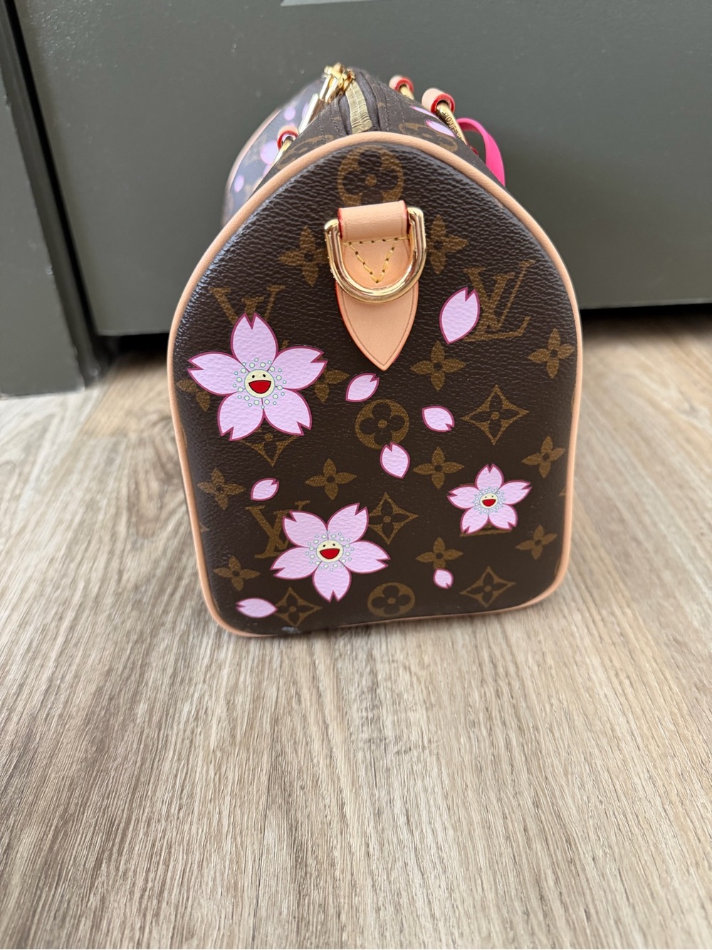 Brown Monogram Cherry Blossom Mini Bag with Pink Accents - Picture 2 of 9